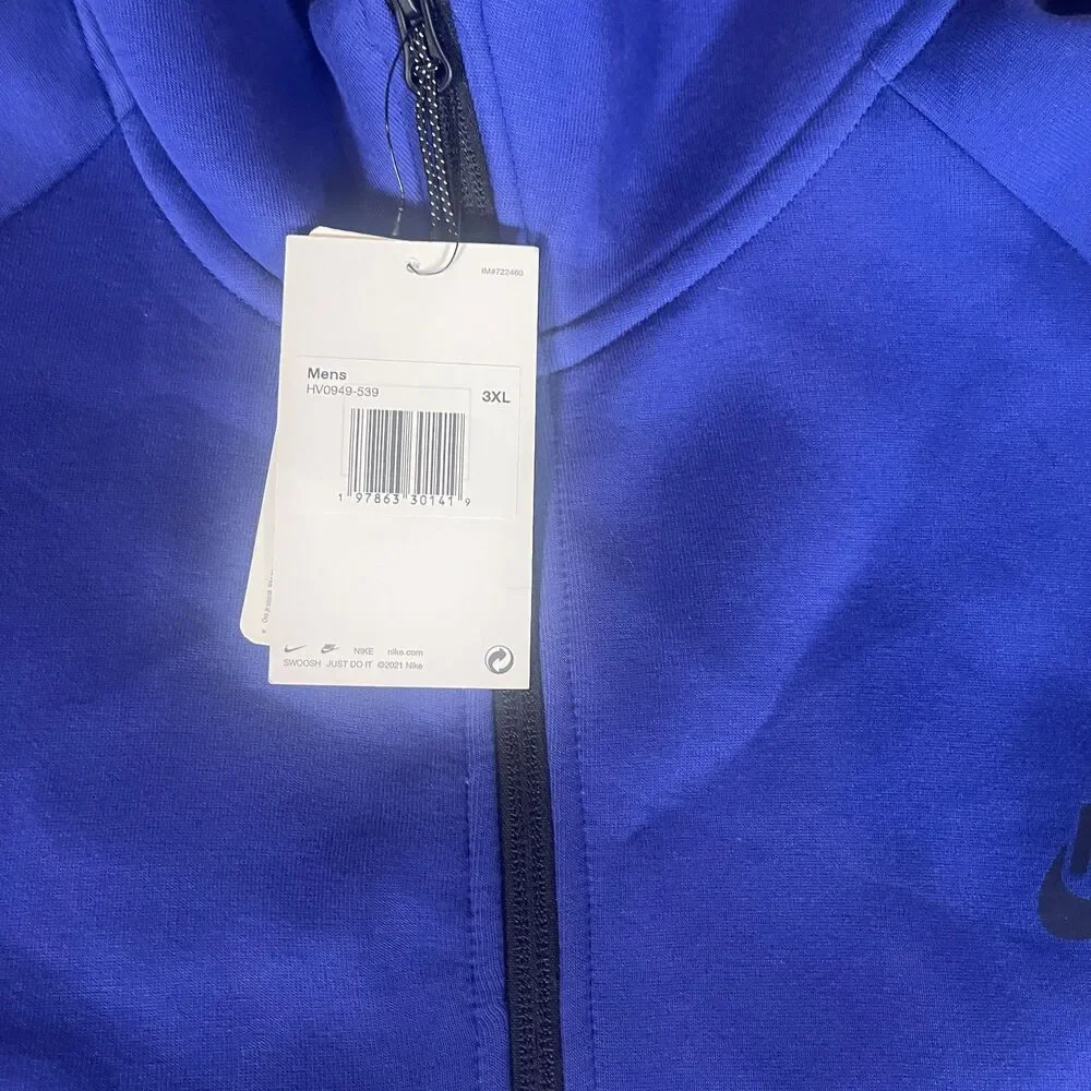 Nike Tech Fleece Hoodie Jacket Mens 3XL Blue Full Zip Windrunner HV0949-539